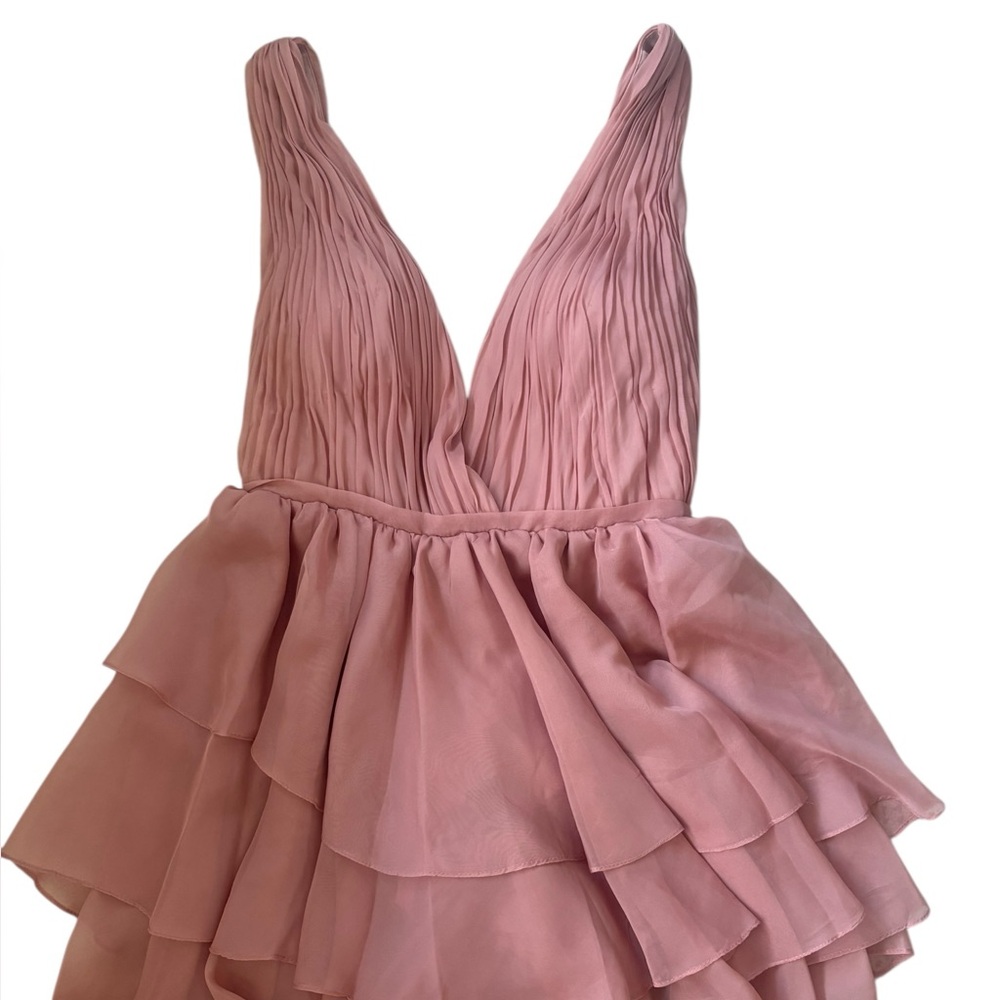 Mac Duggal 55320 High Low Tiered Gown With Built In Bodysuit Size 4 NWOT Rose - Picture 10 of 12
